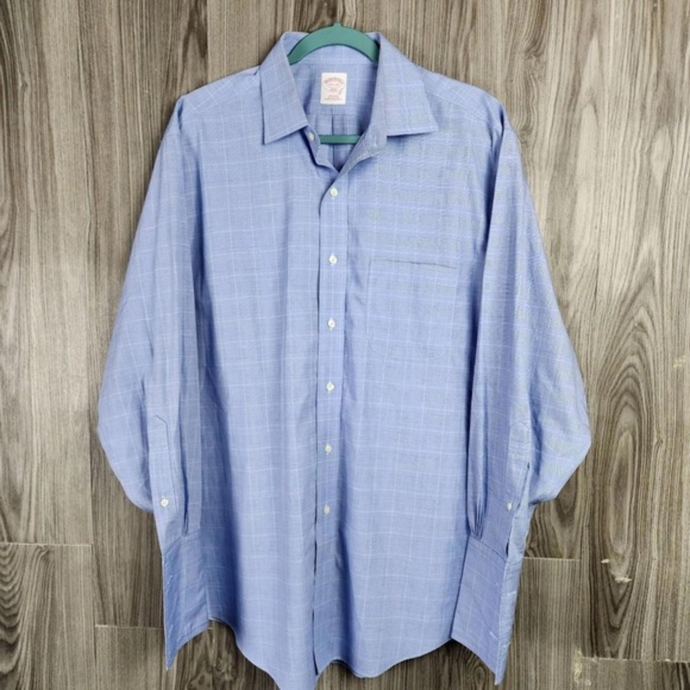 Brooks‎ Brothers Checkered Plaid French Cuffed Button up Size Large